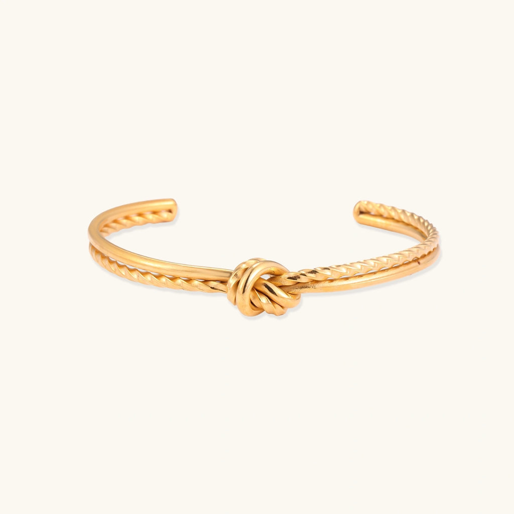 Bracelete Rígido com Nó Dourado